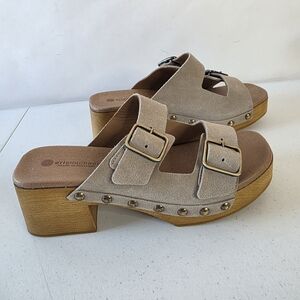 Eric Michael Austin Leather Sandals Size 41 US 9.5-10 Studded Platform Slip-on